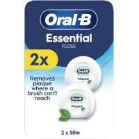 Зубна нитка Oral-B Essential Floss М'ятна Вощена 2 котушки по 50 м (8006530045995)