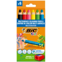 Олівці кольорові Bic Multisurface, 6 шт + стругачка (bc515220)
