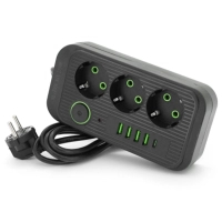 Мережевий фільтр живлення Voltronic F09U, 3 роз EU, 4USB Black (F09U-Black)