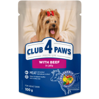 Вологий корм для собак Club 4 Paws Premium Шматочки з яловичиною в желе 100 г (4820269144583)
