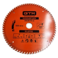 Круг відрізний GTM 254×30мм, 72 зуби, по дереву (SBW-25472)