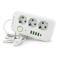 Мережевий фільтр живлення Voltronic F09U, 3 роз EU, 4USB White (F09U-White)