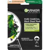 Маска для обличчя Garnier Skin Naturals Чорна Тканинна Вугілля + Чорні водорості 28 г (3600542097208/3600542097253)