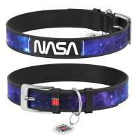 Нашийник для тварин WAUDOG Design з QR-паспортом "NASA21" Ш 25 мм Д 38-49 см чорний (3605-0148-01)
