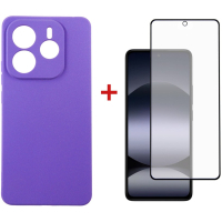 Чохол до мобільного телефона Dengos Xiaomi Redmi Note 14 4G Carbon + glass (Purple) (DG-KM-136)