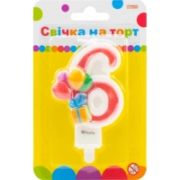 Свічка Maxi двостороння "6" із зображенням надувних кульок висотою 7,62 см (MX622069-6)