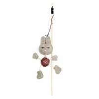 Іграшка для котів Hippie Pet Вудка з кроликом коричнева 40 см (HIPCW2303010-2)