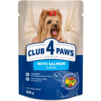 Вологий корм для собак Club 4 Paws Premium для мініатюрних та малих порід з лососем у соусі 100 г (4820269144606)
