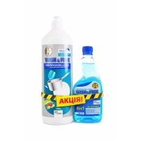 Набір побутової хімії Wash&Free Засіб для миття посуду Алое та лісова суниця 1000 г + Засіб для миття скла 500 мл (9200000987764)