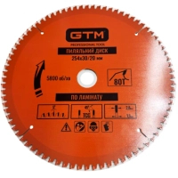 Круг відрізний GTM 254×30мм, 80 зубів, по ламінату (SBL-25480)