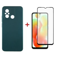 Чохол до мобільного телефона Dengos Kit for Xiaomi Redmi 12C case + glass (Green) (DG-KM-53)