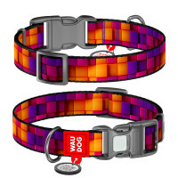 Нашийник для тварин WAUDOG Nylon з QR паспортом "Куби 3Д" пластиковий фастекс М (281-4057)