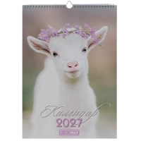 Календар Buromax настінний А3 2027 рік, 1 пружина, Cute goat (BM.210601)