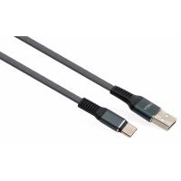 Дата кабель USB 2.0 AM to USB-C 1.0m flat nylon gray Vinga (VCPDCTCFNB1GR)