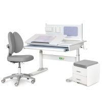 Парта з кріслом ErgoKids (L) Grey + тумба (TH-325 + Y-412 Lite + BD C3 _GREY)