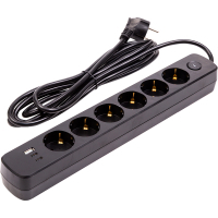 Мережевий фільтр живлення PowerPlant 3м, 6 розеток, USB (YS-N6086/3c) (EX610662)