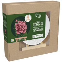 Картина по номерам Rosa Ніжна півонія", кругла, 15 см, з мольбертом (4823098548737)