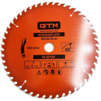 Круг відрізний GTM 305×30мм, 48 зубів, по дереву (SBW-30548)