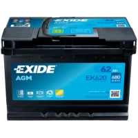Акумулятор автомобільний EXIDE START-STOP AGM 62Ah Ев (-/+) (EK620)