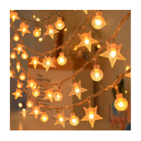Гірлянда Voltronic Зірочки+Кулі White Hot, 40 шт, 6 м., прозора, 3*АА (GarlStarBal-6m)