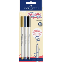 Набір маркерів Faber-Castell тонких для декору Goldfaber Creative Marker Calligraphy, 3 кольори, наконечник С (каліграфія) (33008)