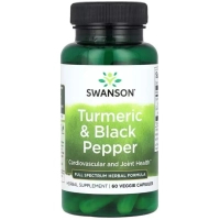 Вітамінно-мінеральний комплекс Swanson Куркума та чорний перець, Turmeric & Black Pepper, 60 вегетаріанських (SWV11613)