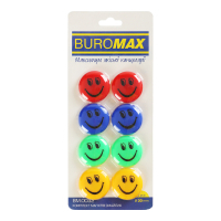 Магніт Buromax набір Смайлик кольоровий , 30 мм, 8 шт. в упаковці (BM.0032)