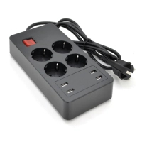 Мережевий фільтр живлення Voltronic 4 роз, 4USB 5V-2.4A, 250V/4000W Black (P-EU4U4S-4000W)