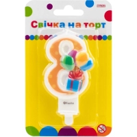 Свічка Maxi двостороння "8" із зображенням надувних кульок висотою 7,62 см (MX622069-8)