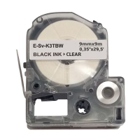 Стрічка для принтера етикеток UKRMARK E-Sv-K3TBW, 9мм х 9м, black on transparent, сумісна з LK-3TBW (900853)