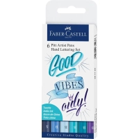 Лайнер Faber-Castell набір ручок капілярних PITT ARTIST PENS Hand Lettering Set 6 кольорів відтінки блакитного (28983)