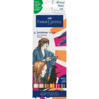 Художній маркер Faber-Castell набір двосторонніх Goldfaber Gofa Sketch Markers Manga, 6 кольорів (32547)
