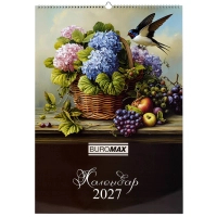 Календар Buromax настінний А2 2027 рік, 1 пружина, Flowers and birds (BM.210650)