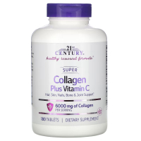 Вітамін 21st Century Супер Колаген із вітаміном C, 6000 мг, Super Collagen Plus Vitamin C, 180 (CEN-22424)