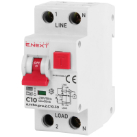 Диференціальний автоматичний вимикач E.NEXT 1-п.+N e.rcbo.pro. C 10А 30мА (p0720008)