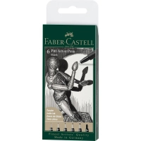 Лайнер Faber-Castell набір ручок капілярних PITT ARTIST PEN колір чорний 6 шт. (XXS, XS, S, F, M, 1,5) (32101)