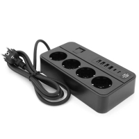 Мережевий фільтр живлення Voltronic G13, 3000W, 4 роз, 4USB 3,2А, 2 Type-C, 2м Black (YT-G13)