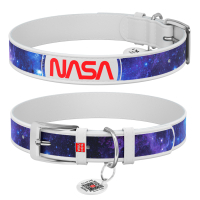 Нашийник для тварин WAUDOG Design з QR-паспортом "NASA21" Ш 15 мм Д 26-35 см білий (3603-0148-15)