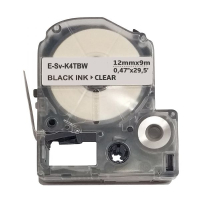 Стрічка для принтера етикеток UKRMARK E-Sv-LK4TBW, 12мм х 9м, black on transparent, сумісна з LK-4TBW (900493)