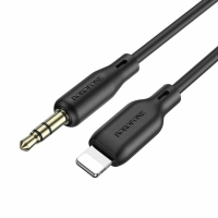 Кабель мультимедійний Lightning to 3.5mm M 1.0m silicone black BOROFONE (6941991101045)