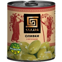 Овочева консервація Ellada Mamoth Оливки зелені з кісточкою 850 мл ж/б ключ (4820104250561)