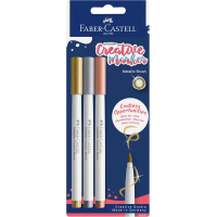 Набір маркерів Faber-Castell тонких для декору Goldfaber Creative Marker Metallic Brush, 3 кольори, В (пензель) (33005)