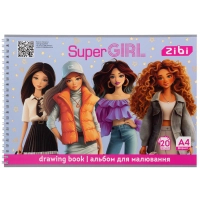 Альбом для малювання ZiBi А4 SUPER GIRL, 20 аркушів на пружині (ZB.1440-10)
