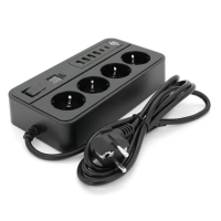Мережевий фільтр живлення Voltronic G13H, 3000W, 4 роз, 4USB 3,2А, 2 Type-C, 2м Black (YT-G13H)