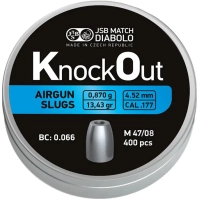 Пульки JSB Diabolo KnockOut Slugs 4,52 мм, 0,87 г, 400 шт/уп (546126-400)