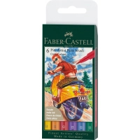 Лайнер Faber-Castell набір капілярних ручок пензликів PITT Artist Pens Brush, 6 кольорів (32105)
