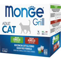 Вологий корм для кішок Monge Cat grill mix з кроликом та ягням 1.02 кг (8009470017534)
