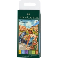 Лайнер Faber-Castell набір капілярних ручок пензликів PITT Artist Pens Brush Summer vibe, 6 кольорів (32108)