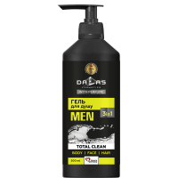 Гель для душу Dalas Cosmetics Total Clean 3 в 1 Для чоловіків 500 г (4823128000334)