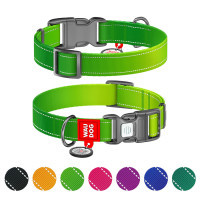 Нашийник для тварин WAUDOG Nylon Mono з QR паспортом, пластиковий фастекс XL салатовий (52165)